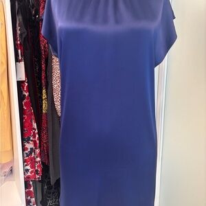 Theory Royal Blue Satin Mini Dress 2